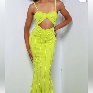 Johnathan Kayne Green Cut-Out Bodycon Dress